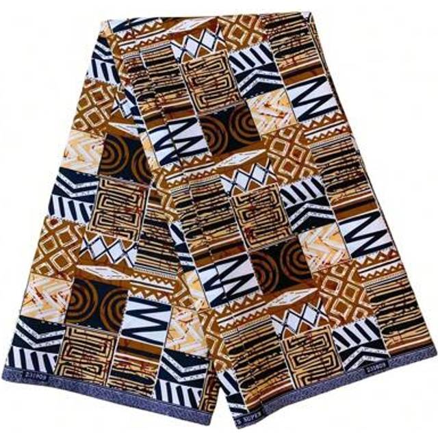 SHEIN 1pc 6yard/216in African Batik Printed Fabric, Double-Sided Geometric Pattern Printed Cloth, For DIY Dresses, 44.3in Wide (105gsm)