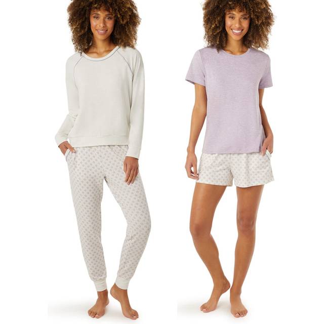 Eddie Bauer 4pc Women's Pajama Sets - Mix & Match Jammies for Woman - Long Sleeve & Jogger Pajama Set for Women - Womens Pajama Sets Shorts & Crewneck