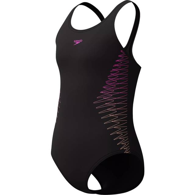 Girls Placement Muscleback Swimsuit Black/Peach