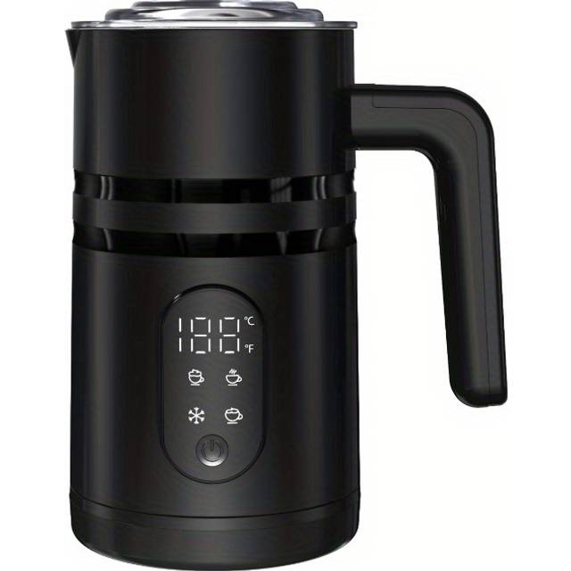 TEMU 1pc Electric Milk Frother & Steamer With Temp Display: Auto Warm/ Maker For Coffee, Latte, Cappuccino, Hot Chocolate