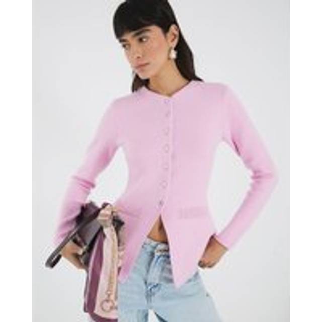 River Island Womens Pink Knitted Button Up Cardigan - L