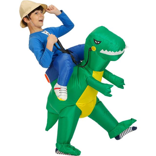 (3Fit Height 120-140cm) Funny Adults Kids Inflatable Dinosaur Costume Tyrannosaurus Rex Ride-On Costume Suitable for Halloween Carnival Party Cosplay