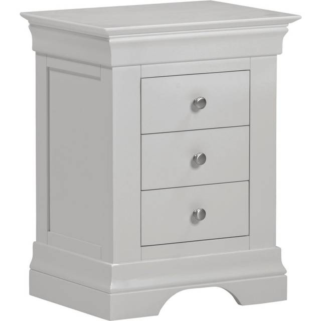 Bordeaux 3 Drawer Bedside Pebble Grey Fully Assembled