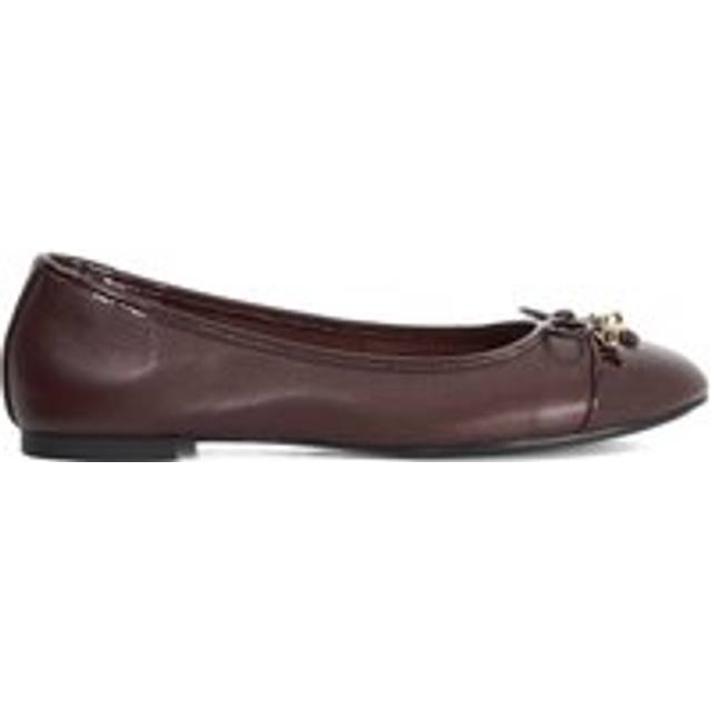 Wide Fit 'Hallo' Leather Ballet Pumps - Burgundy - 7