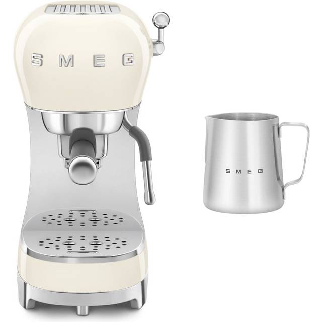 (Cream) Smeg ECF02 Espresso Machine + CMMJ01 Milk Frothing Jug Bundle