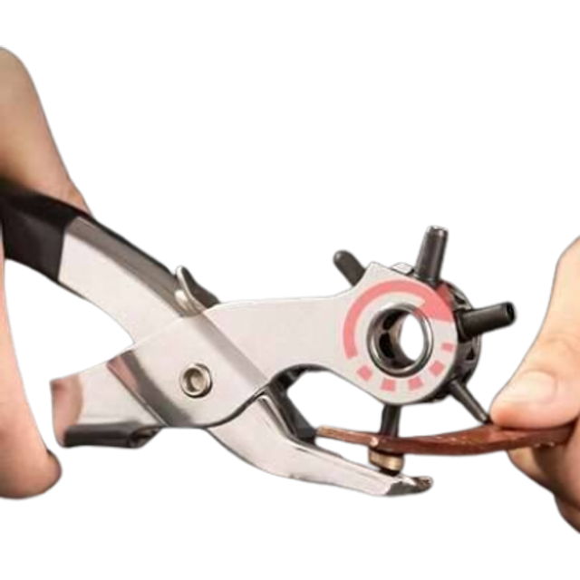 SHEIN Easy-Use Round Hole Punch Pliers, Household Belt/Bag/Leather Puncher, Dual-Lever Structure, CrV Professional-Grade Punch Head, Adjustable 6 Hole Sizes