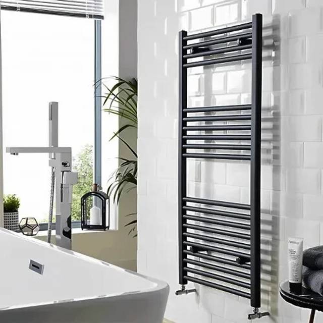 Vertical Straight Towel Rail - Antracite (80cm H x 50cm W x 4cm D)