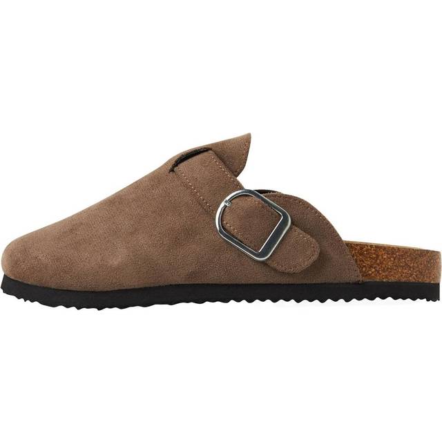Name It Kid's Faux Suede Mules - Taupe Gray