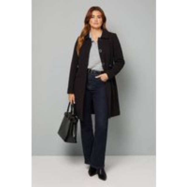 Wallis Double Crepe Pea Coat In Black - black - 8