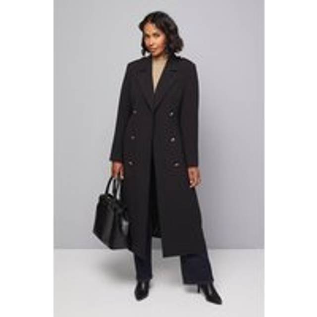 Wallis Double Crepe Trench Coat In Black - black - 18