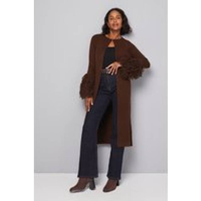 Womens Loop Knit Cuff Coatigan - Choc Brown - XL