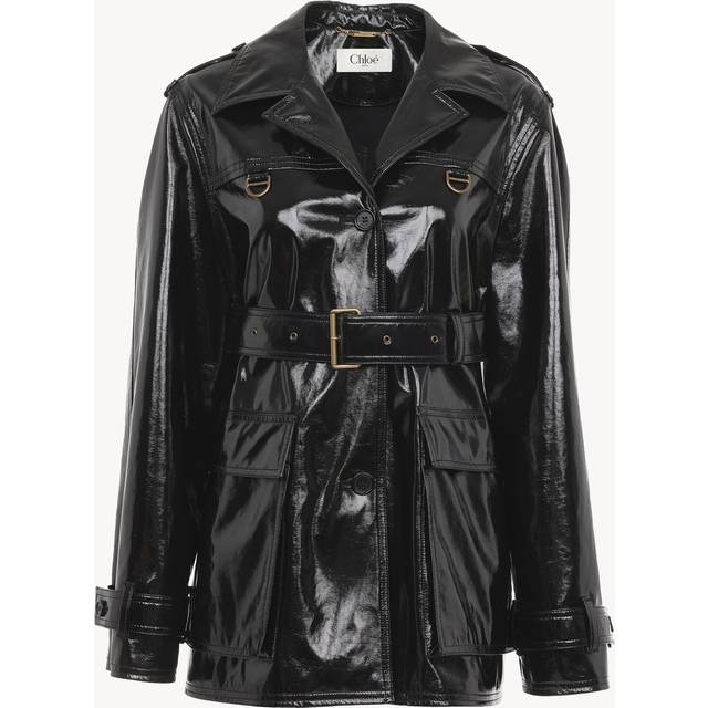 Chloé - Belted Coated Cotton-canvas Jacket - Black - FR 38