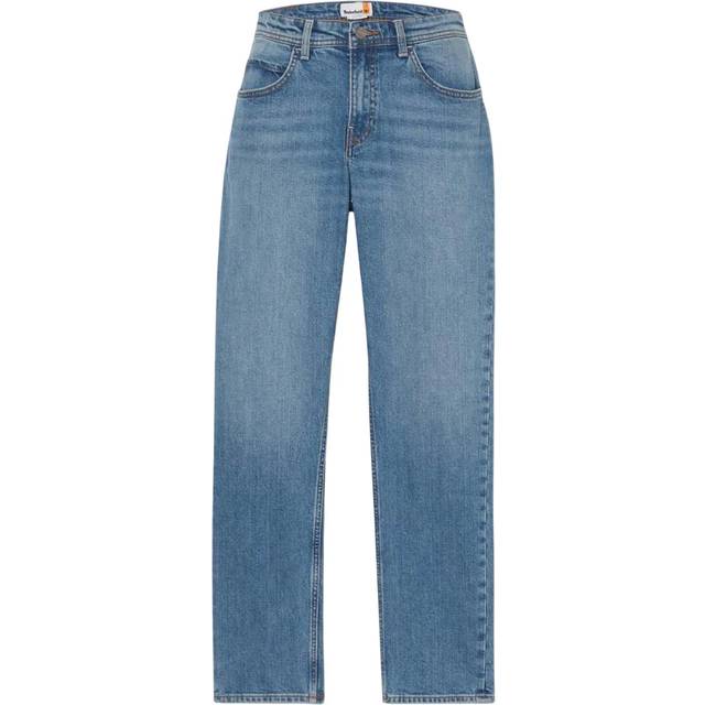 (32L, Denim) Timberland Mens Sandown Stretch Leather Patch Slim Jeans