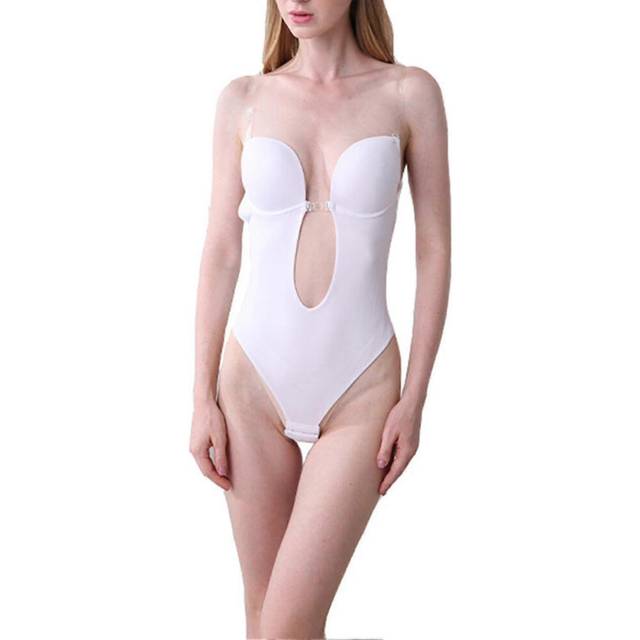 (32, Skin Color) Backless Body Shaper Bra Women&#39;s Backless Bodysuits U Plunge Bodysuits For Women