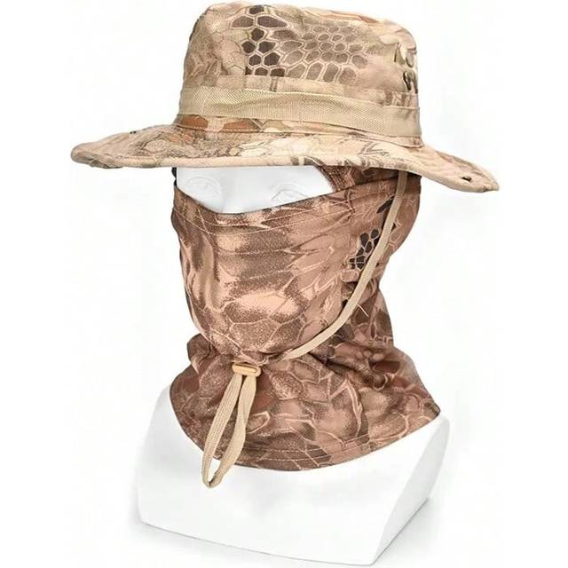 (6, M) Outdoor Hunting Fishing Wide Brimmed Hat Sunscreen Caps Camouflage Boonie Cap Balaclava Hat Suit Foldable Soft Hat