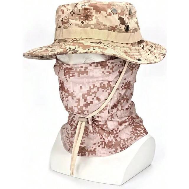 (10, M) Outdoor Hunting Fishing Wide Brimmed Hat Sunscreen Caps Camouflage Boonie Cap Balaclava Hat Suit Foldable Soft Hat