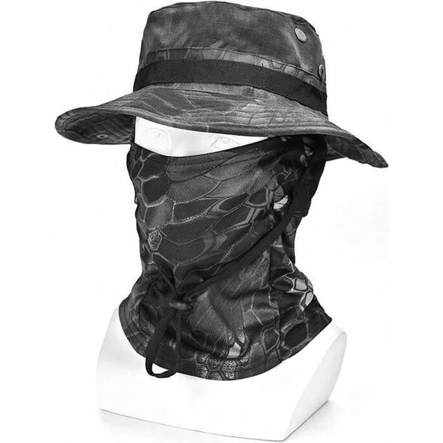 (5, M) Outdoor Hunting Fishing Wide Brimmed Hat Sunscreen Caps Camouflage Boonie Cap Balaclava Hat Suit Foldable Soft Hat