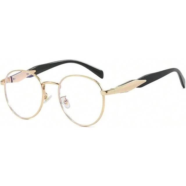 (gold clear, with pouch and cloth) Vintage Round Metal Sunglasses Women New Fashion Retro Sun Glasses Female Brand Designer Ins Trendy Eyewear Male UV