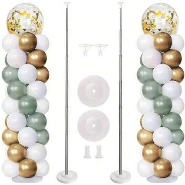 SHEIN 1/2/4 Set Balloon Column Stand Kit For Floor Set Balloon Arch Stands, Height Adjustable Balloon Tower Pillar With Bases Reusable Metal Telescopic Desi