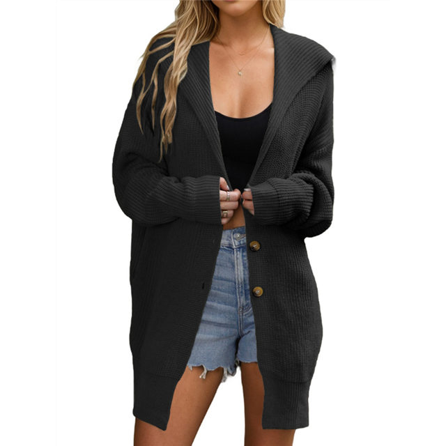 (M, Black) Women'S Button Down Cardigan Sweaters Oversized Lapel Chunky Warm Loose Soft Knit Outwear S