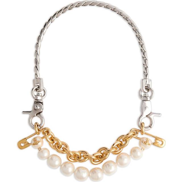 Vivienne Westwood - Claude pearl-chain necklace - women - Fabric - OS - Gold