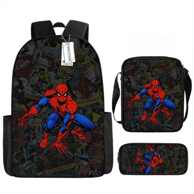 (Style 7, Crossbody Bag) Marvel Spider-Man Avengers Street Style Cartoon Themed School Backpack for Primary and Middle School Students