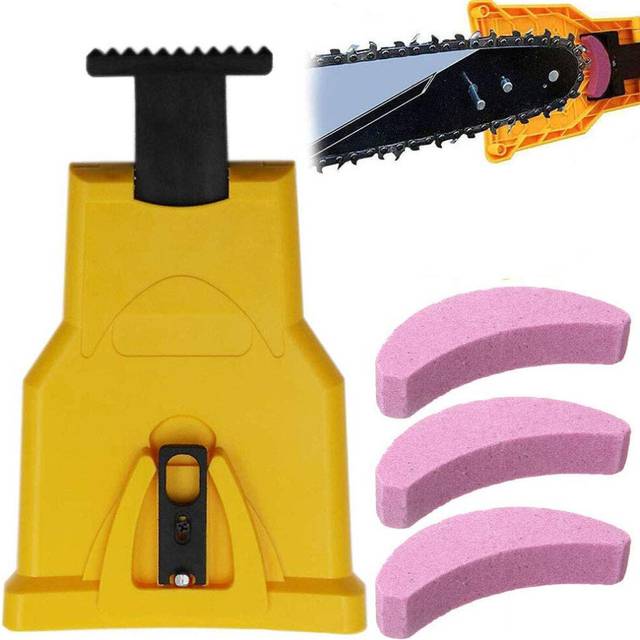 Chainsaw Sharpener, Chainsaw Sharpener Set with 3 Grinding Stones, Fast Woodworking Tools for Lumberjack, Lawn Mower, Chainsaws
