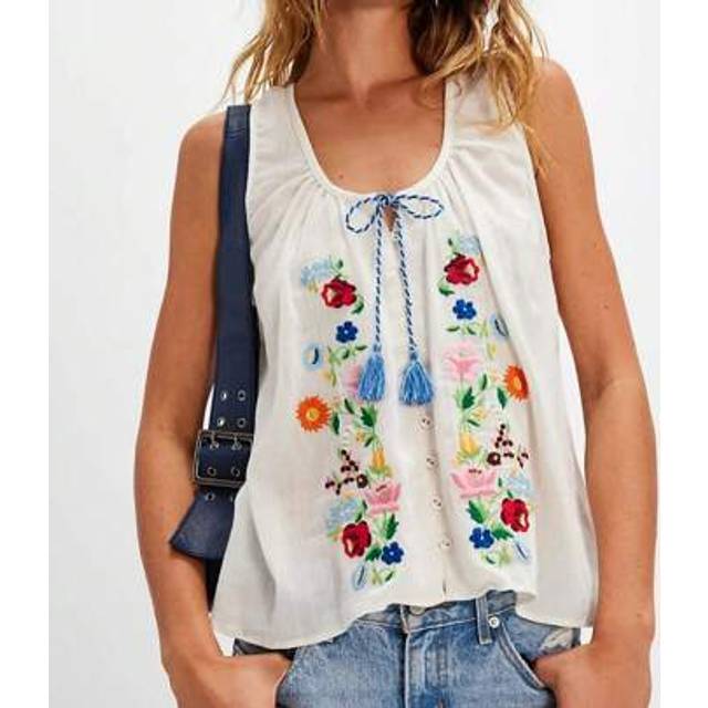 SHEIN Women Tie Front Lace Trim Tank Top White Boho Floral Button Down Crop Tops Y2k Summer Beach Vacation Cami Shirt Vest GoingÂOutÂTops VintageÂAesthet