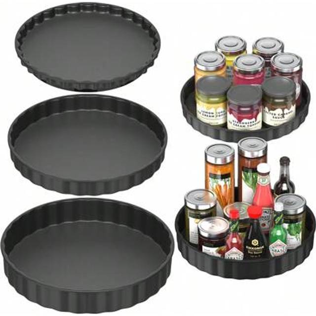 SHEIN 3PCS Lazy Susan Organizer, Rotating Spice Rack Turntable For Cabinet Pantry Tray