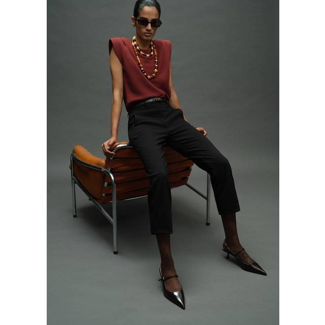 Ruched blouse with shoulder pads burnt orange - Woman - 20 - MANGO - Burnt Orange