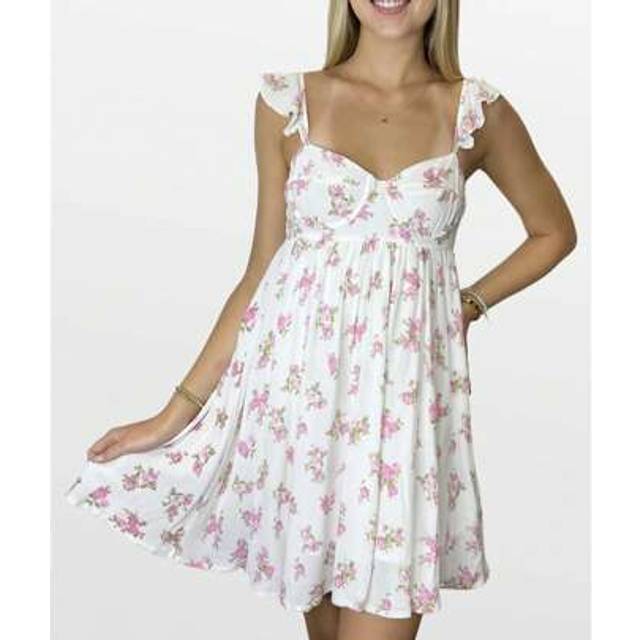 SHEIN Women Slip Dress, Sleeveless Backless Floral/Solid A-Line Dress Summer Mini Dress