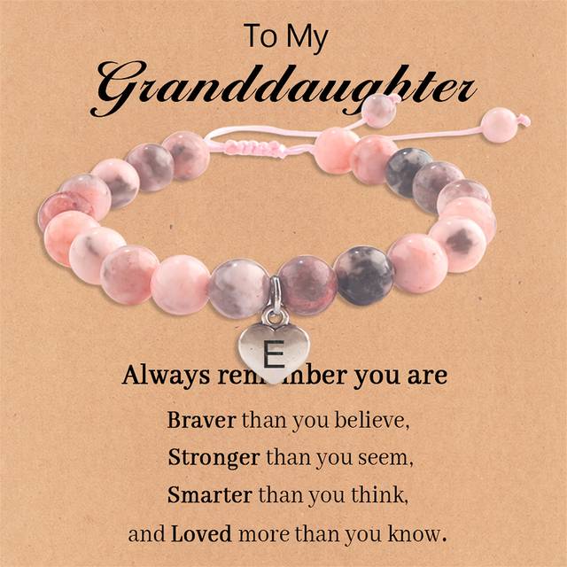 TEMU 1pcs Elegant & Cute Pink Beaded Bracelet With Initial Charm Letters A~t, Perfect Jewelry Gift For Women, Ideal For First Day Of School, Birthdays, Christmas, Granddaughter Presents
