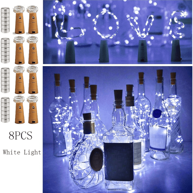 TEMU 20 Led Bottle Cork Lights Mini Fairy String Lights Copper Wire, Battery Operated Starry Lights For Diy, Halloween, Festival, Wedding, Party, Indoor, Decoration (cool White)