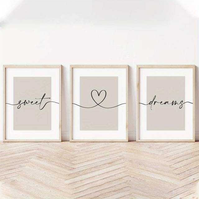 TEMU 3pcs Set, Wall Arts, Modern Posters, Beige Print, 3pcs Set, Bedroom Prints, Neutral Home Prints, Nursery Prints, Sleep Prints, Wall Art, Sleep Prints, Bed Prints Unframed