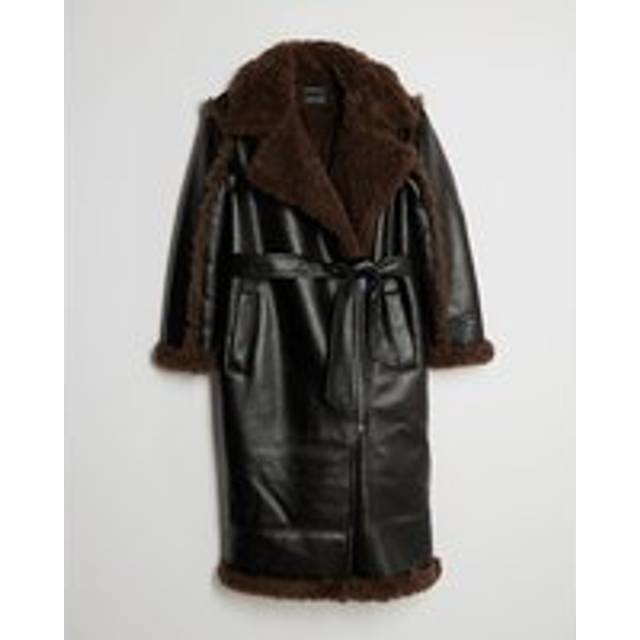 River Island Womens Petite Black Faux Shearling Lined Trench Coat - 4
