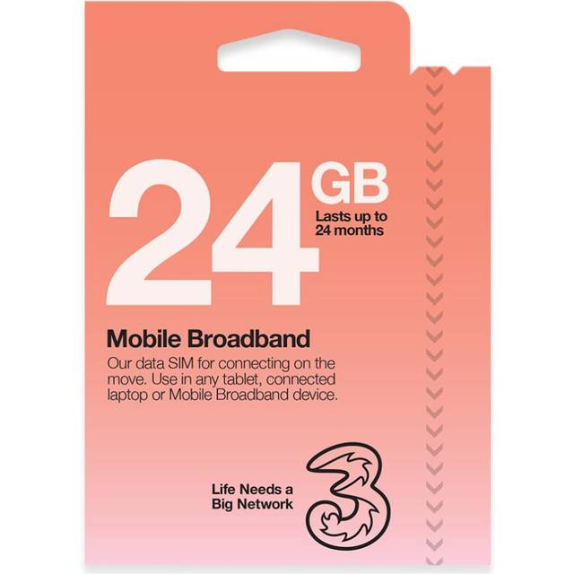 Three Mobile Pay As You Go Mobile Broadband 24 GB data SIM