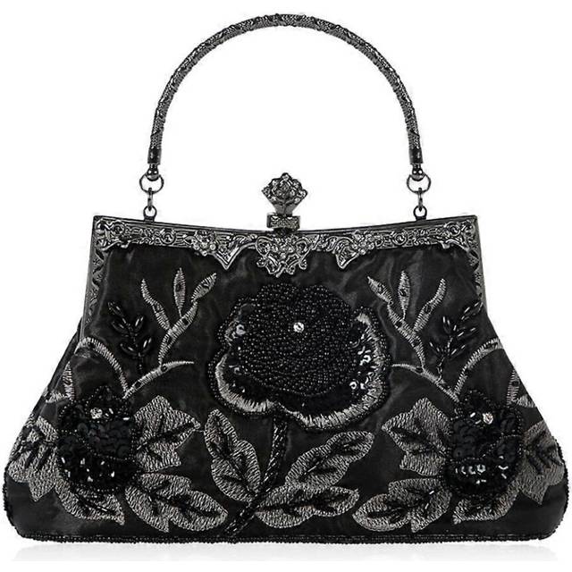 (As show, One size) Elegant Frame Women Formal Beaded Evening Purses and Handbags Bridal Sequins Clutch Bag Cocktail Party Bag