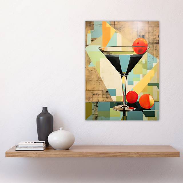 Wall Art Print Cocktail Drink Abstract Geometric Kitchen Artwork Poster Picture - Multicoloured (61cm H X 45.1cm W)