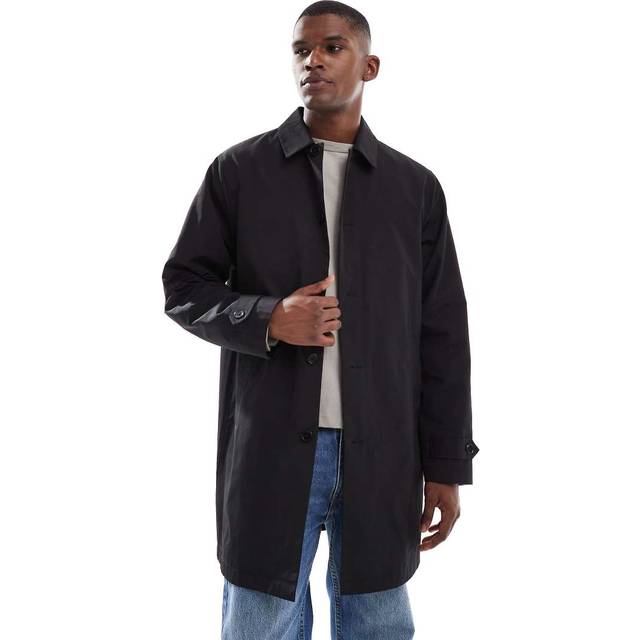 New Look Men's Black Regular Fit Button Front Car Coat - XXL