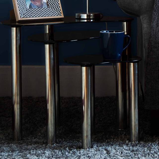 3 Piece Nest of Tables - Black (48cm H X 53cm W X 33cm D)