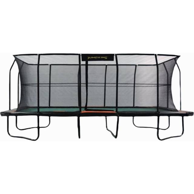 JumpKing 548.64cm ft x 304.8cm ft Rectangle Backyard Trampoline with Safety Enclosure - Black;Orange (279cm H X 548.64cm W X 304.8cm D)
