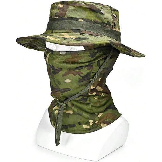 (4, M) Outdoor Hunting Fishing Wide Brimmed Hat Sunscreen Caps Camouflage Boonie Cap Balaclava Hat Suit Foldable Soft Hat
