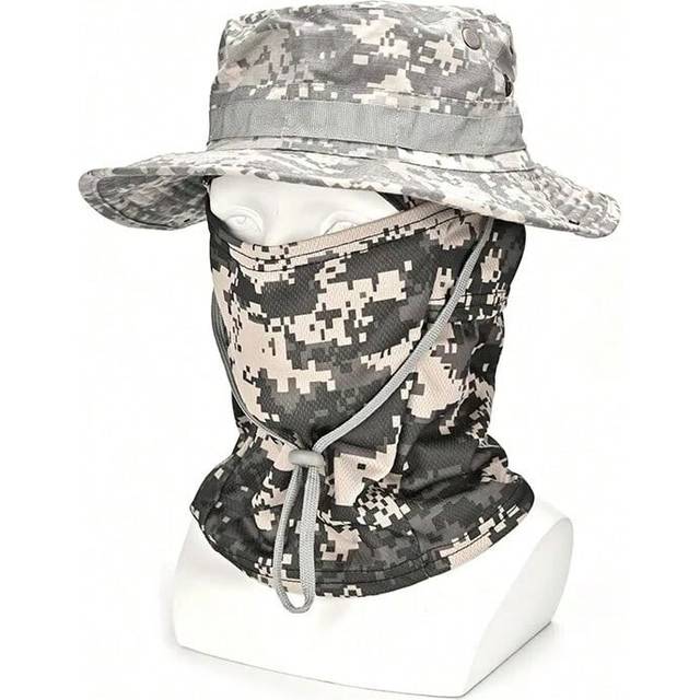 (9, M) Outdoor Hunting Fishing Wide Brimmed Hat Sunscreen Caps Camouflage Boonie Cap Balaclava Hat Suit Foldable Soft Hat