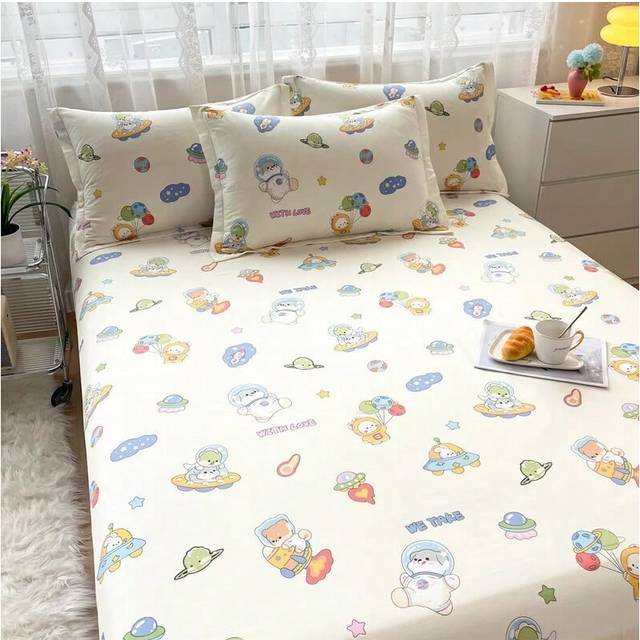 (21, 120x200cm 1pcs) 100% Cotton Bed Sheet  Cartoon Panda Animals Printed Double Top King Sheets for Girls Boys Kids Single Queen King Size Bed Linen