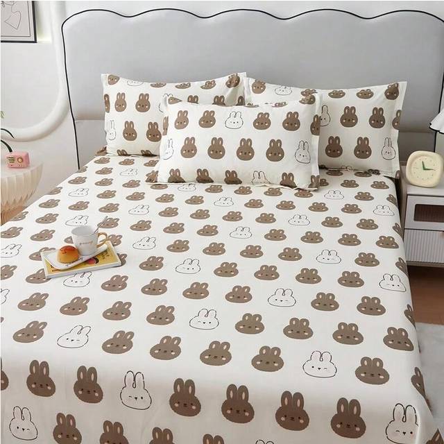 (09, 120x200cm 1pcs) 100% Cotton Bed Sheet  Cartoon Panda Animals Printed Double Top King Sheets for Girls Boys Kids Single Queen King Size Bed Linen