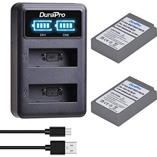 2Pcs 2000mAh PS-BLS5 BLS5 BLS50 Battery + LCD USB Battery Charger for Olympus BLS-5,BLS-50,PS-BLS5 and Olympus OM-D E-M10,PEN