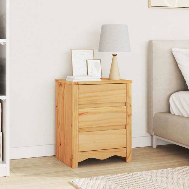 vidaXL Bedside Cabinet Drammen Oak 45 x 35 x 56 cm Solid pine wood - Brown