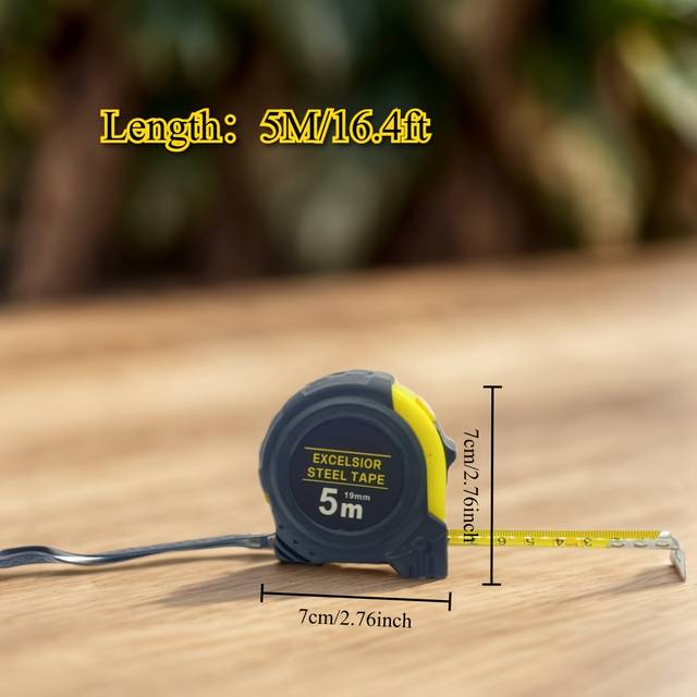 TEMU 1pc Durable Rubber-coated Metal Tape Measure - Thick, Shockproof With Dual Metric/imperial Scale, Home Renovation, Office, And Outdoor Use