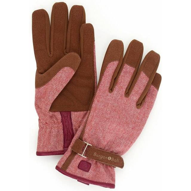 Burgon & Ball Love The Glove Ladies Gardening Gloves, Small/Medium, Tweed Red