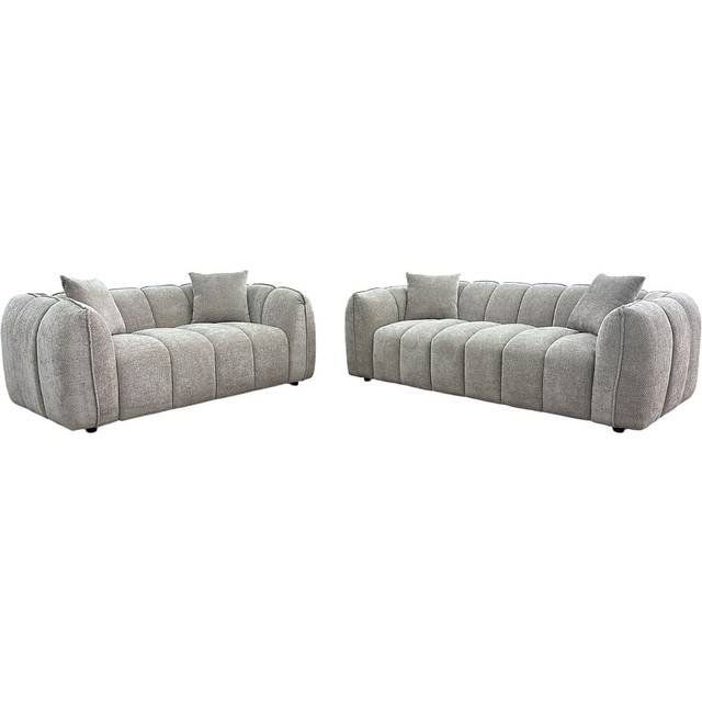 Venice Luxury Brand New Silver 3+2 Sofa Set - One Size